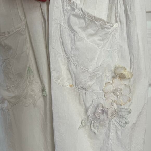 American Vintage cottagecore prarie white eyelet sleeveless dress 3D flowers M - Picture 16 of 16